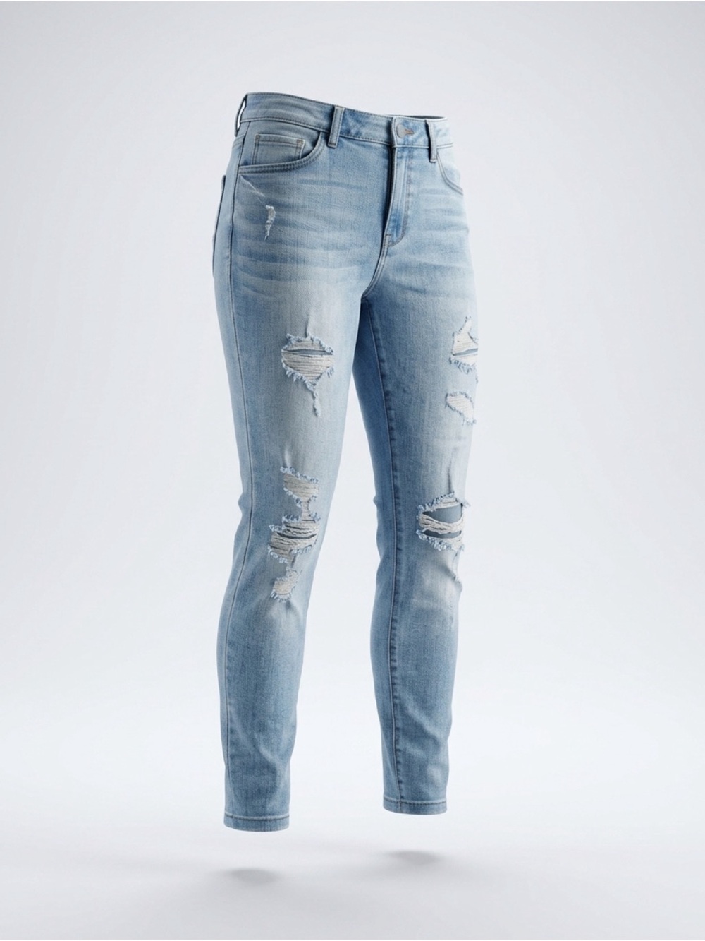 👖 Judy Blue Light Wash Distressed Skinny Jeans | Size 32 | EUC
